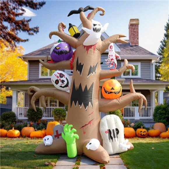 New 8FT Halloween Inflatable Spooky Tree Decoration, Blow Up Outdoor Decor - Picture 1 of 7